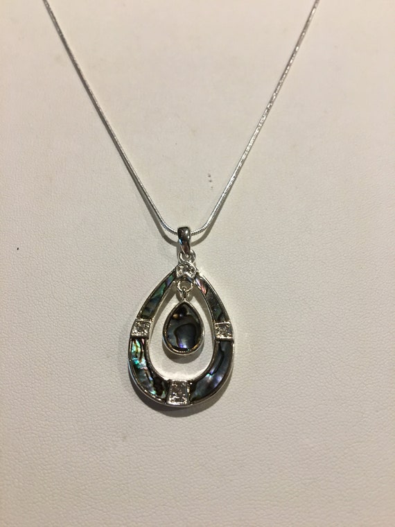 Abalone Shell Pendant Necklace , Gemstone Pendant… - image 4