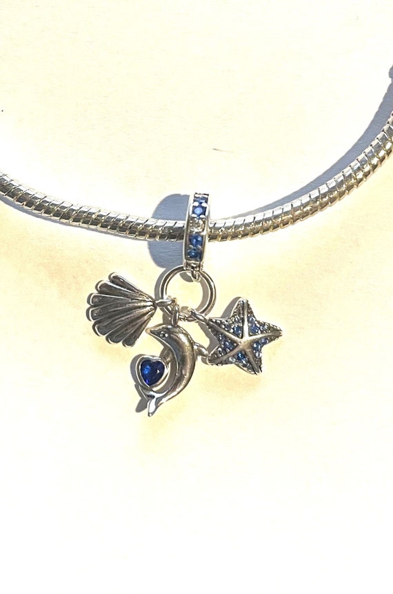 Dolphin Seashell Starfish Charm Fits Pandora Bracelet Dolphin Charm Seashell Charm Starfish Charm ocean Charm 925 Sterling Silver Etsy