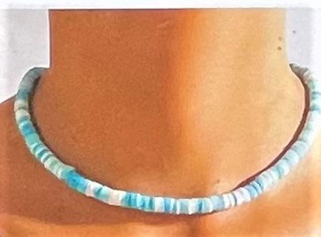 Polymer Clay Necklace , Blue and White Necklace , Beach Necklace