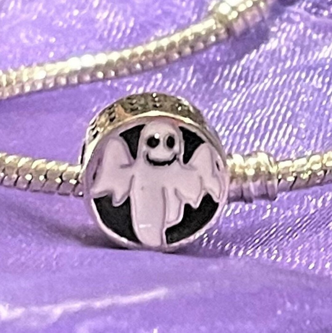 Trick or Treat Ghost Charm Fits Pandora Bracelet , Friendly Ghost Charm