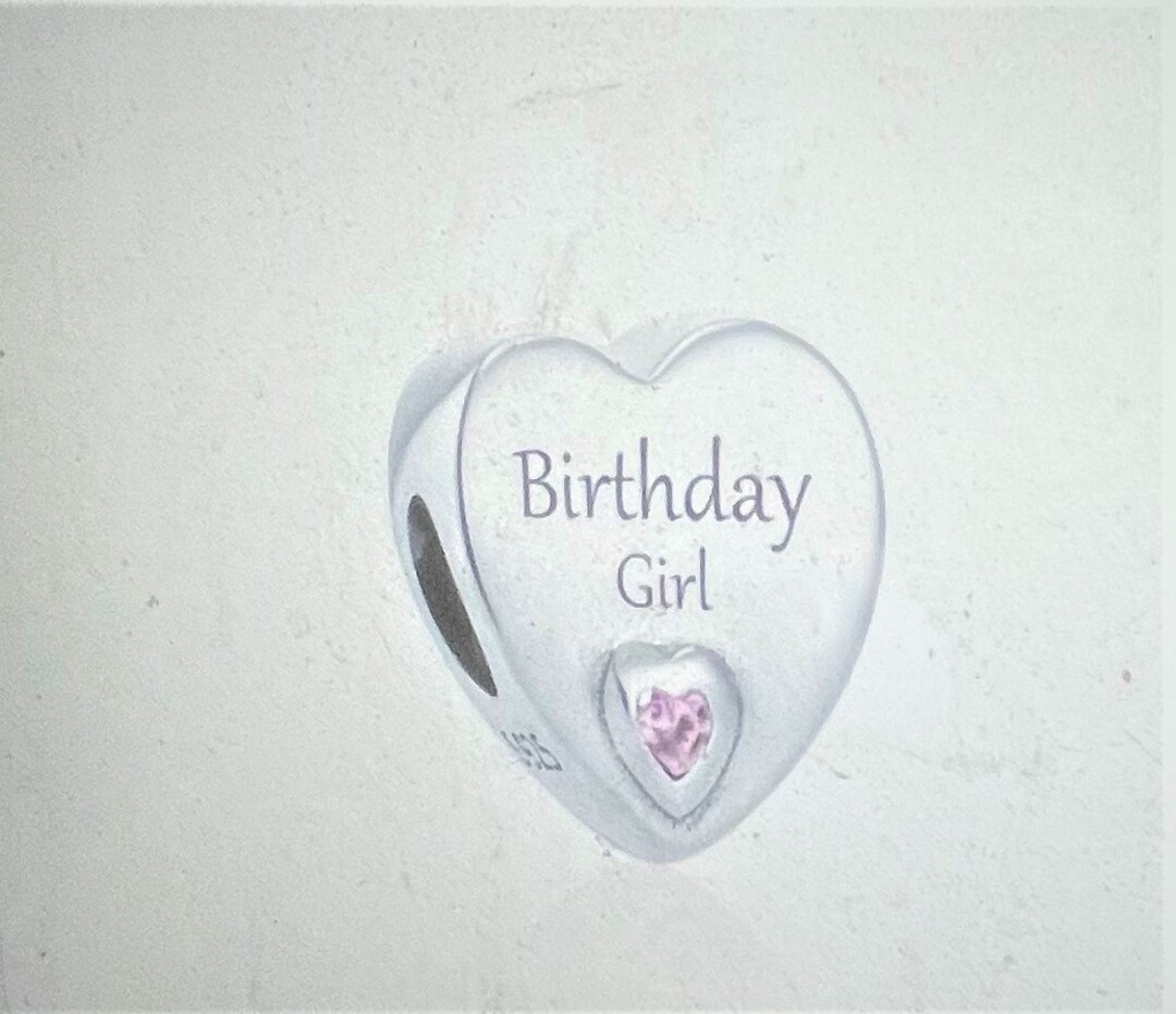 Birthday Girl Heart Charm Fits Pandora Bracelet CZ Birthday Etsy