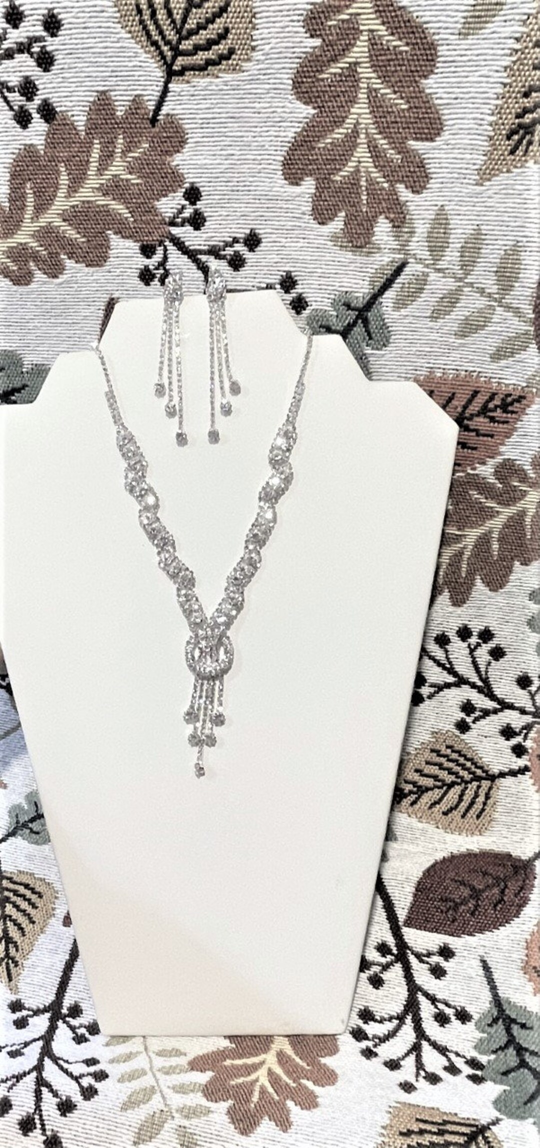 Austrian Crystal Drop Necklace and Cascading Drop Earrings Set