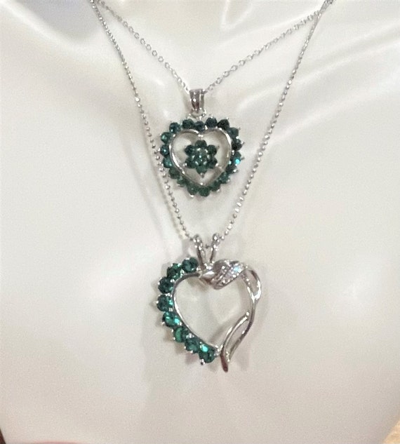 Emerald Green Heart Pendant , Emerald Green Cryst… - image 1