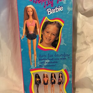 Butterfly Art Barbie Doll , BANNED ,pulled off Shelf , RARE Tattoo and Temporary Tattoos , NRFB