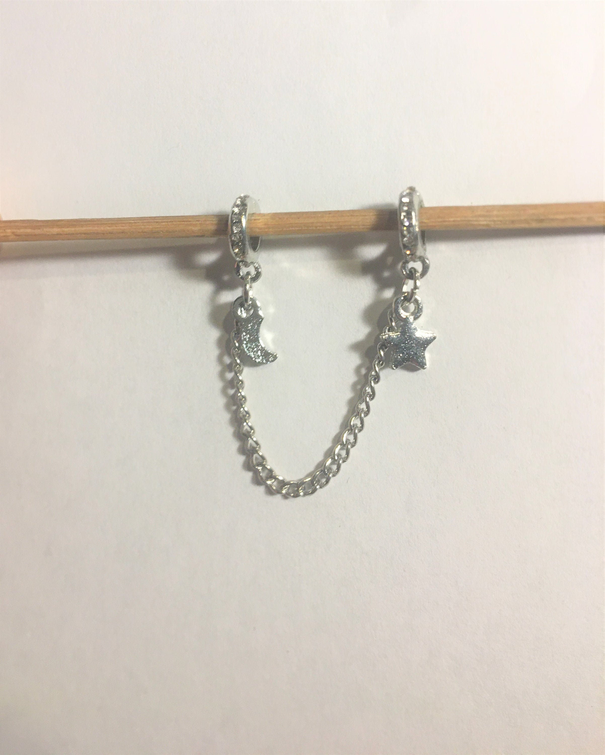 Moon and Star Safety Chain Charm 