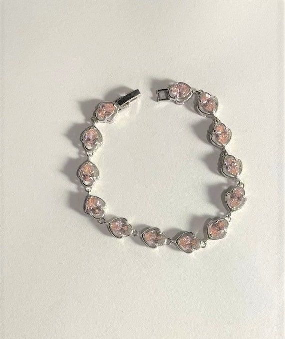 Pink Sapphire Teardrop Tennis Bracelet , Gemstone Bra… Gem