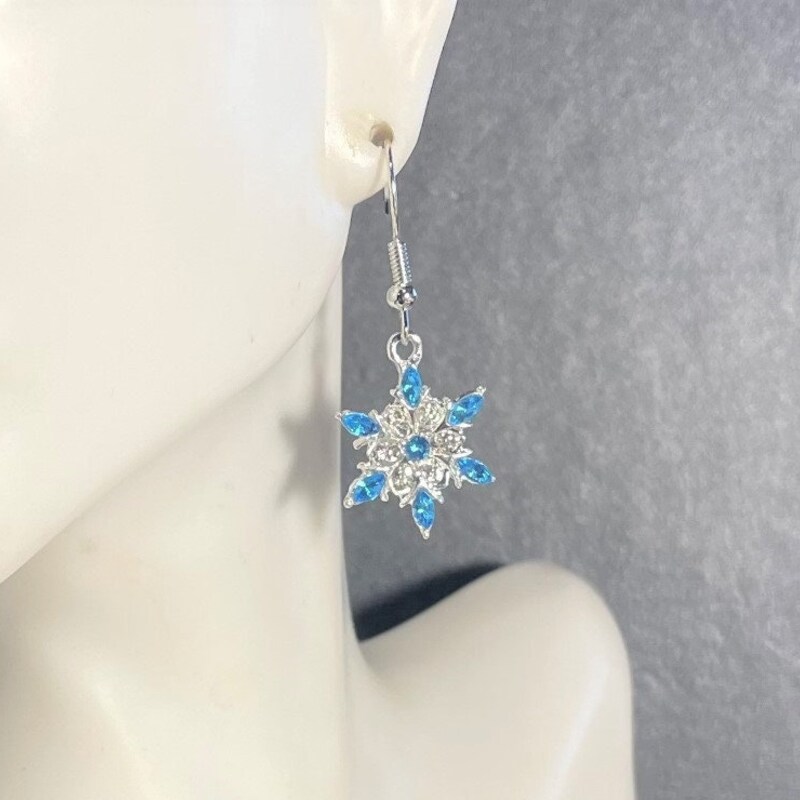 Crystal Snowflake Linear Earrings