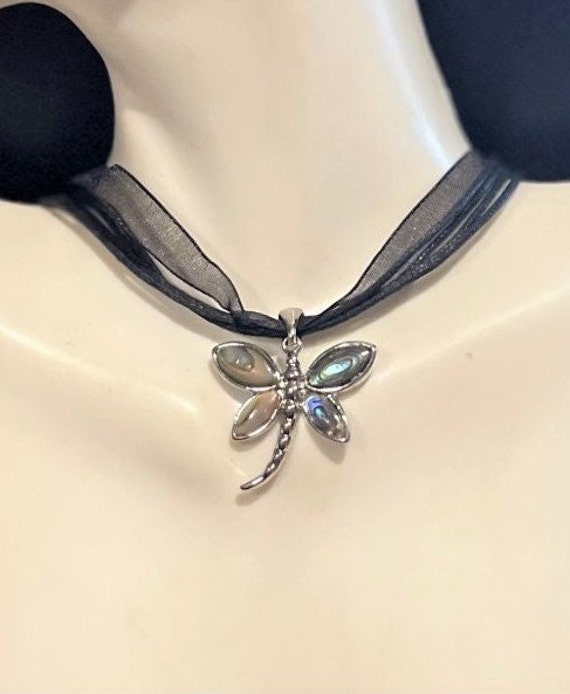 Abalone Pendant Necklace , New Zealand Dragonfly A