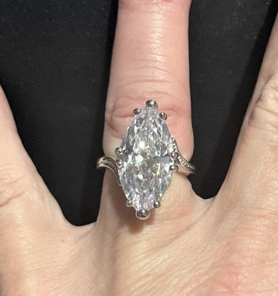 Bridal Large Marquise White Topaz Engagement Ring… - image 1
