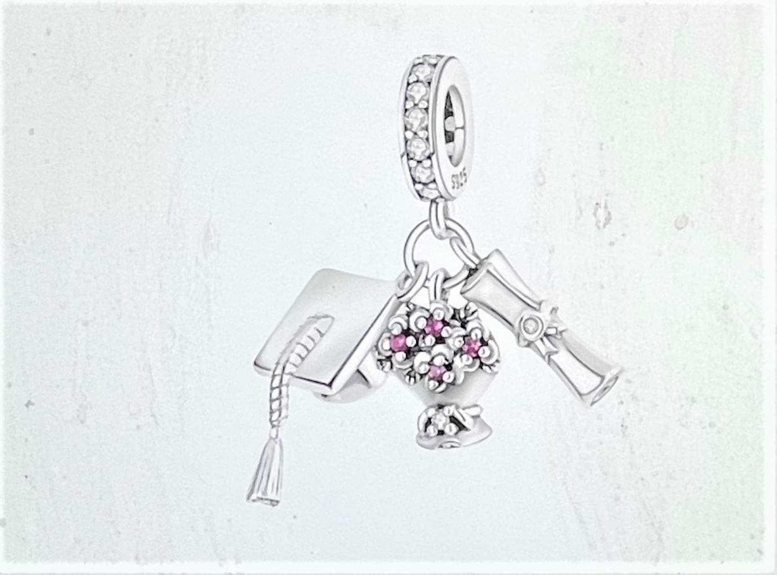 Pandora Style Graduation Bouquet Charm Flowers Diploma Cap Etsy