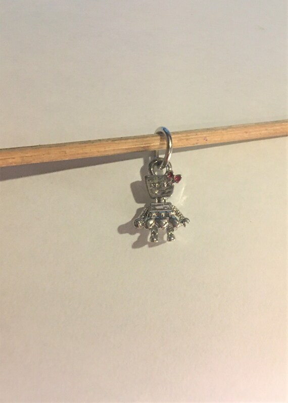 Little Robot Girl Charm Fits Pandora Bracelets Bella Bot Charm Bella Bot Robot Charm Robot Girl Dangle Silver