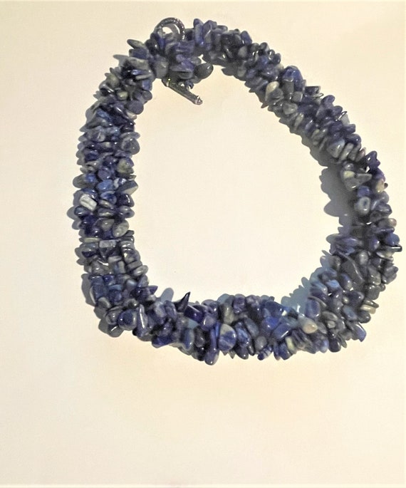 Chunky Beaded Lapis Lazuli 3 Pc Jewelry Set ,Neck… - image 4