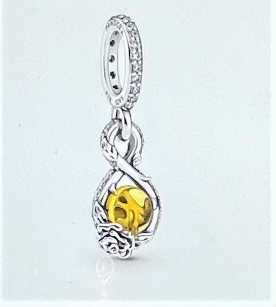 Beauty & Beast Belle Infinity Rose Dangle Charm fits Pandora Bracelet ,  Beauty and the Beast Dangle Charm , 925 Sterling Silver