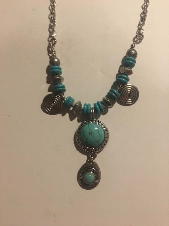 Turquoise Jewelry , Chunky Turquoise Necklace , S… - image 2
