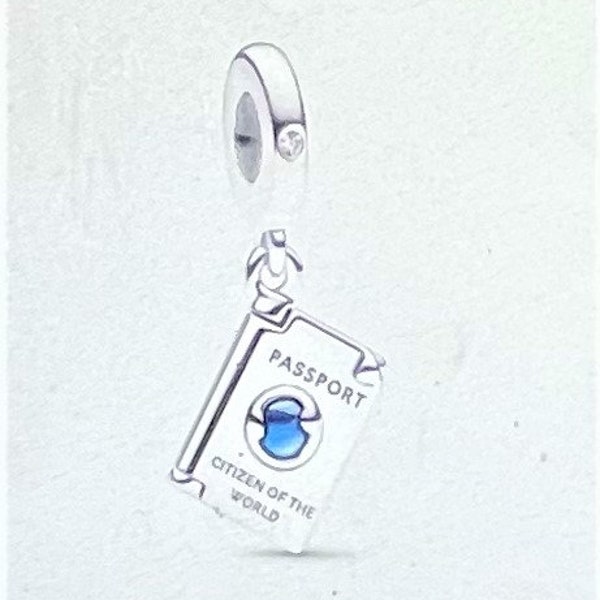 Openable Passport Dangle Charm Fits Pandora Bracelets , Passport Travel Dangle Charm , 925 Sterling Silver