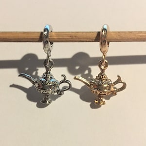 Aladdin's Magic Lamp Dangle Charm fits Pandora Bracelets , Aladdin's Magic Lantern Charm , Silver or Gold Plated