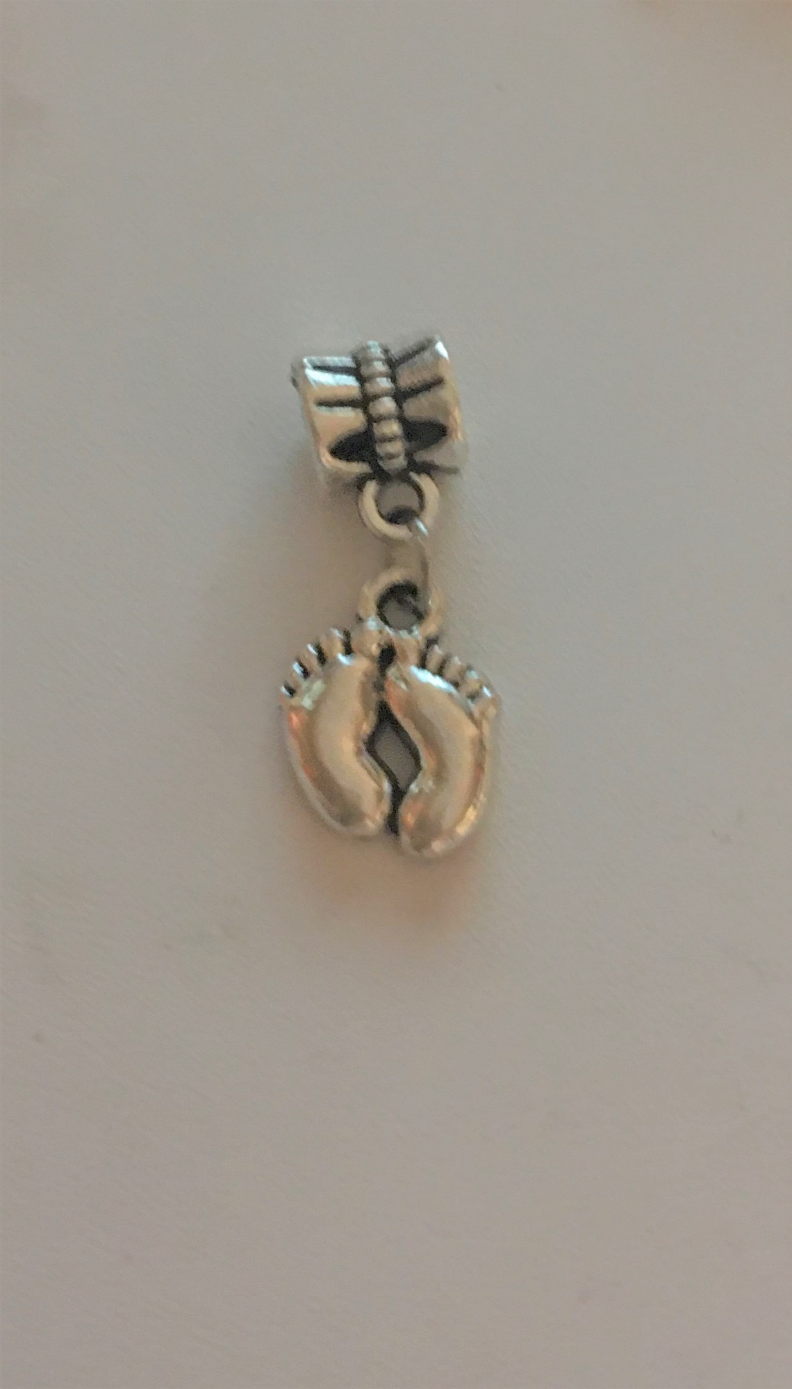 Pandora Style Dangling Footprint Charm bead Feet Charm Bead Etsy