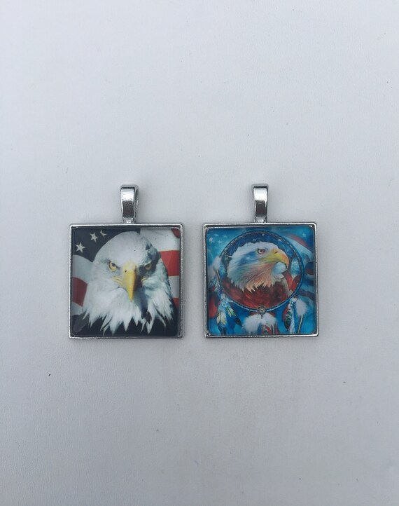 American Flag Pendant Necklace - USA Patriotic Medal Charm On Leather Cord For Men & Women - View #7