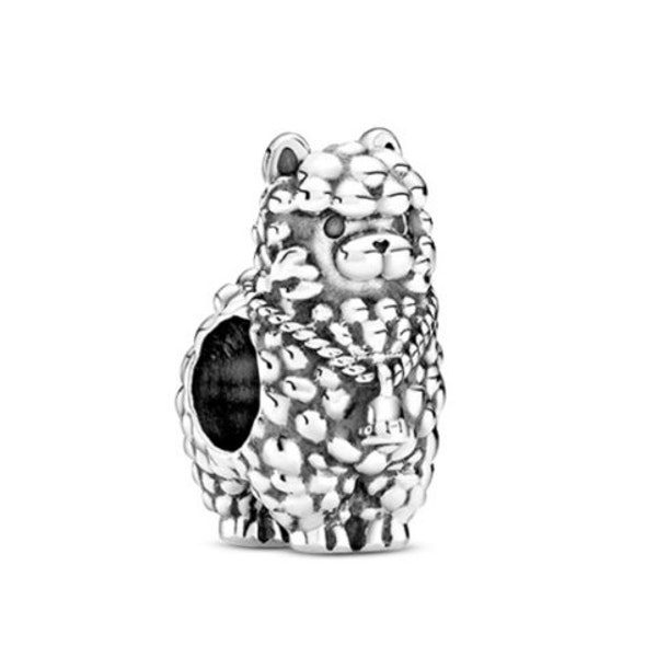 Llama Charm fits Pandora Bracelets , Fluffy Llama Charm, Animal Charm, Zoo animal Charm , Silver