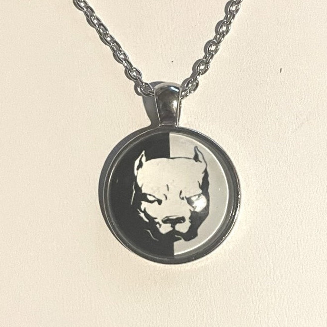 Pit Bull DOG Glass Pendant Necklace , Pitbull Necklace , Pitbull