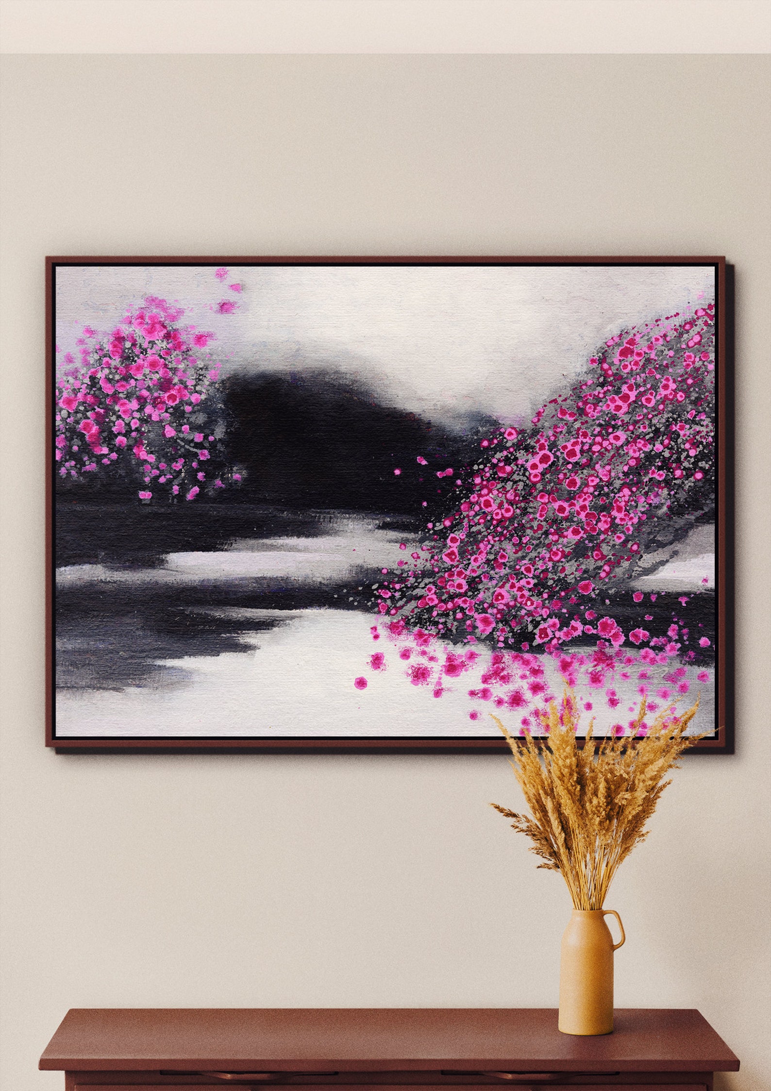 Moody Landscape Oil Painting Print Muted Abstract Mountain Etsy