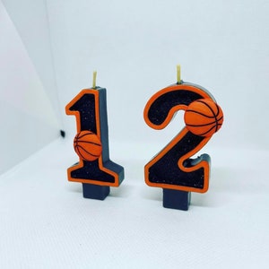 Handmade Beeswax Birthday Candle, Basketball Birthday Candle, Number, Keepsake, Basketball, Cake Topper, Sports