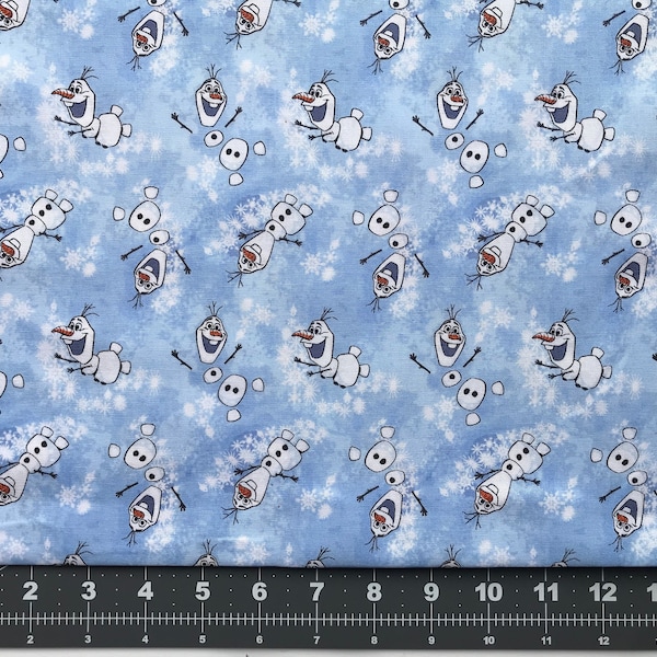 Precut Frozen Olaf cotton fabric Fat Quarter, 1/2 Yard, 1 Yard Shipping same day good for face masks, quilting projects, home decor, apparel