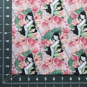 Disney Mulan cotton fabric Fat quarter, 1/4 Yard, 3/4 Yard, 1 Yard perfect for face masks, craft projects