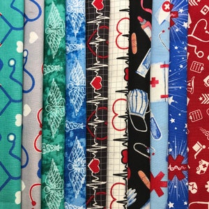 First responder fabric fat quarters premium cotton for quilting projects, medical caps etc.