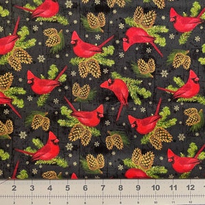 Christmas winter Cardinal premium cotton fabric Fat Quarter, 1/4 Yard, 3/4 Yard, 1 Yard perfect for face masks, apparel etc.