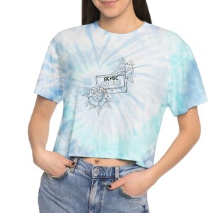 ■Off-White■ Tie Dye Crop Tee Blue OWAD216S23FAB0054000 OWA Off White | Tie Dye Cropped T-Shirt | Regular Fit T-Shirts
