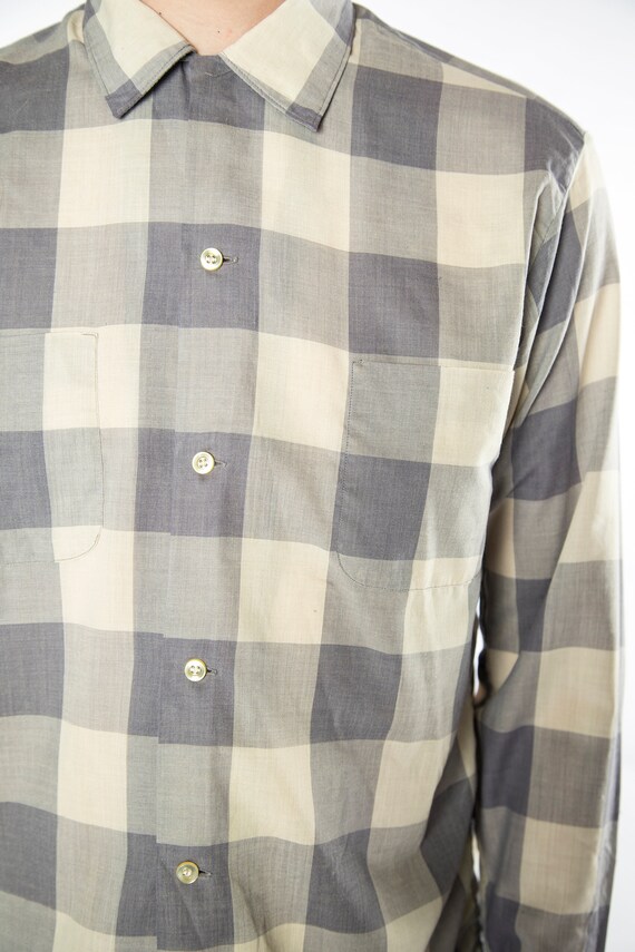 1960s Pilgrim Checkered Grey Tones Button Up Shir… - image 3