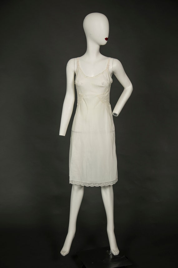 1950s Barbizon Tafredda White Slip w Lace - Small - image 2