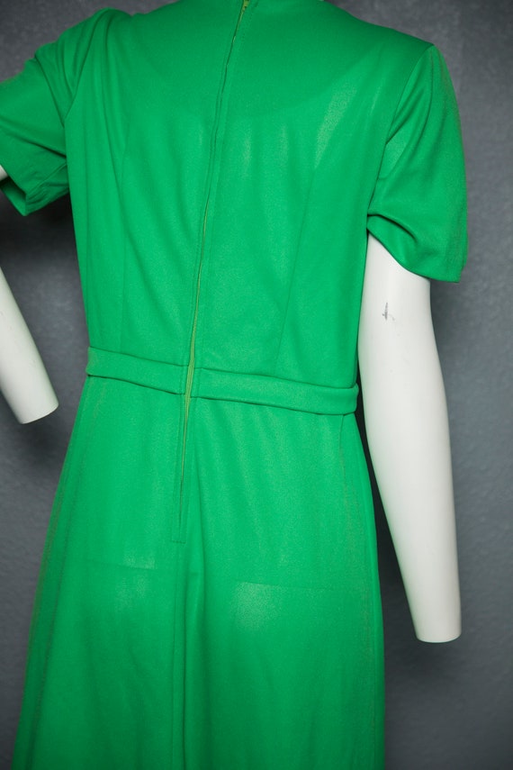 Fun 1970s Bright Green Maxi Dress Jacket Set Poly… - image 10