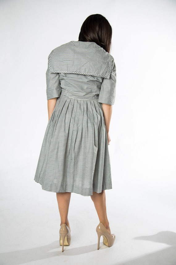 Adorable 1950s Grey and White Gingham Checkered D… - image 6