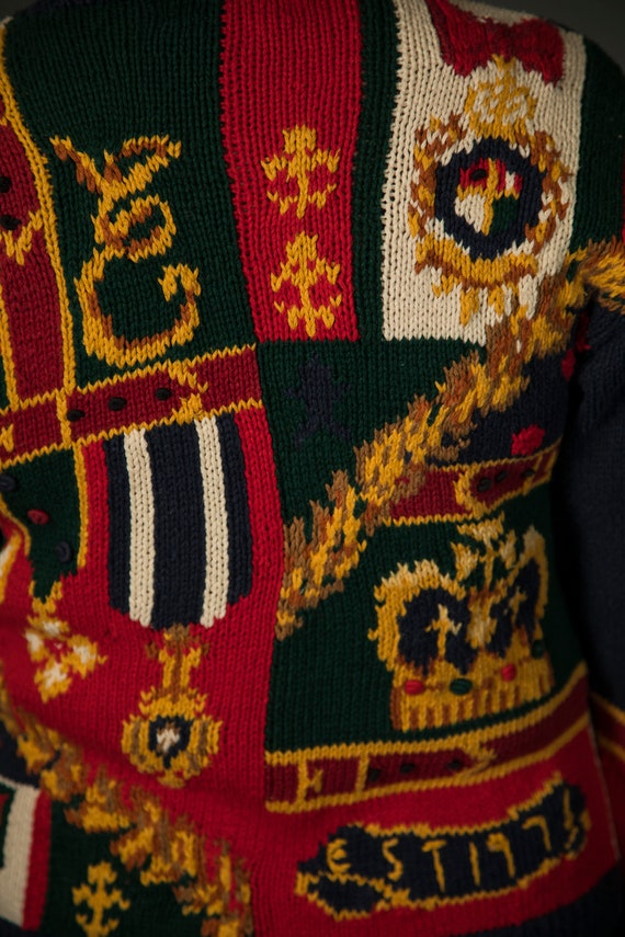 1990s The Eagle's Eye Crown Sweater Cardigan Roya… - image 3