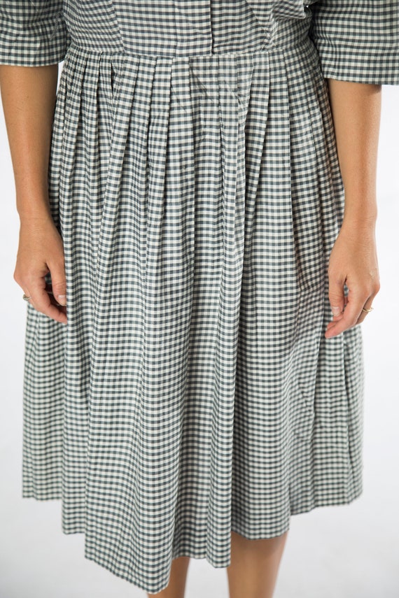 Adorable 1950s Grey and White Gingham Checkered D… - image 9