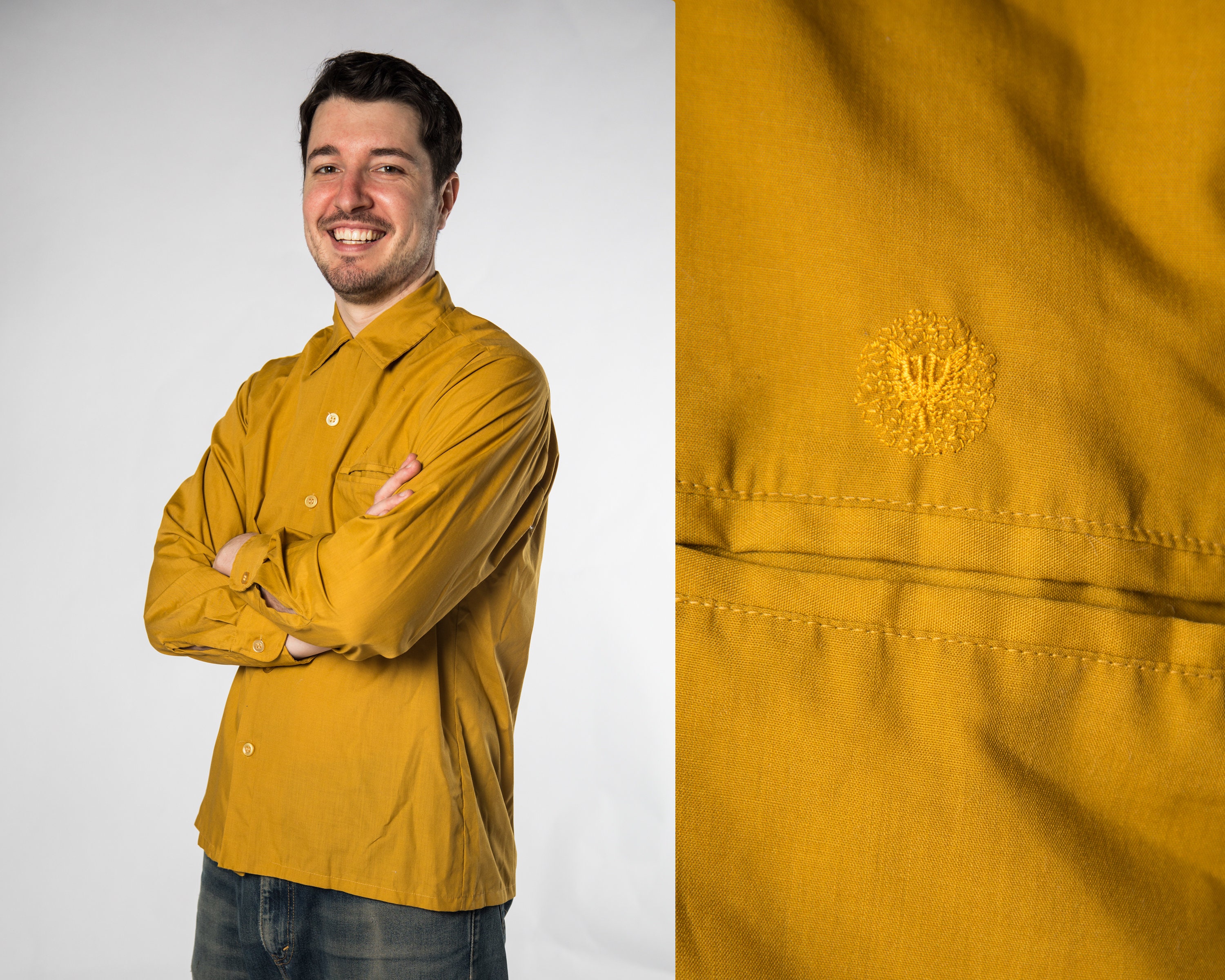 Gold button up dress shirt best sale
