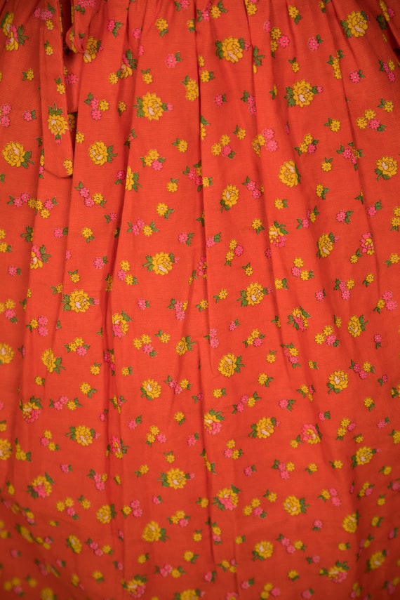 Lovely 1970s Maxi Wrap Skirt Apron Orange Pink Ye… - image 8