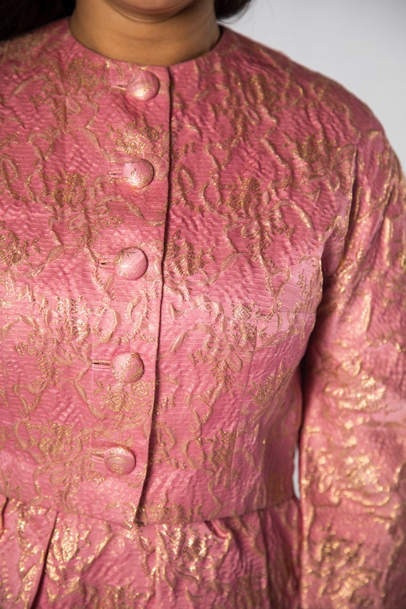 1960s Lanz Silk Pink and Gold Embroidery Two Piec… - image 5