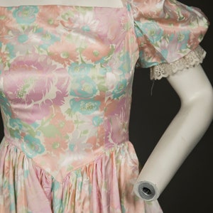 Adorable 1980s Pink Dress w White and Green Floral Print Small image 3