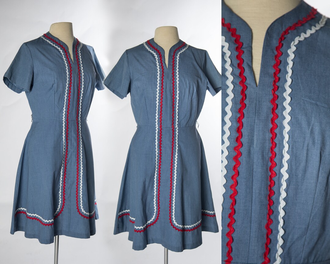 Lindo 1960s Vestido denim por Sears Fashion Grande España
