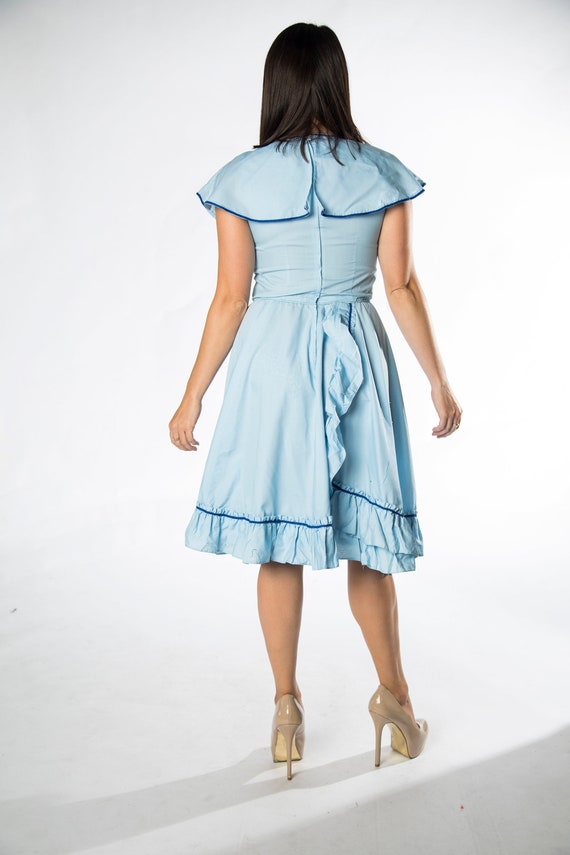 Fun 1960s Baby Blue Country Line dance dress with… - image 6