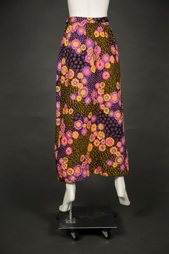 1960s Alex Coleman Neon Pink Purple Quilted Skirt… - image 6