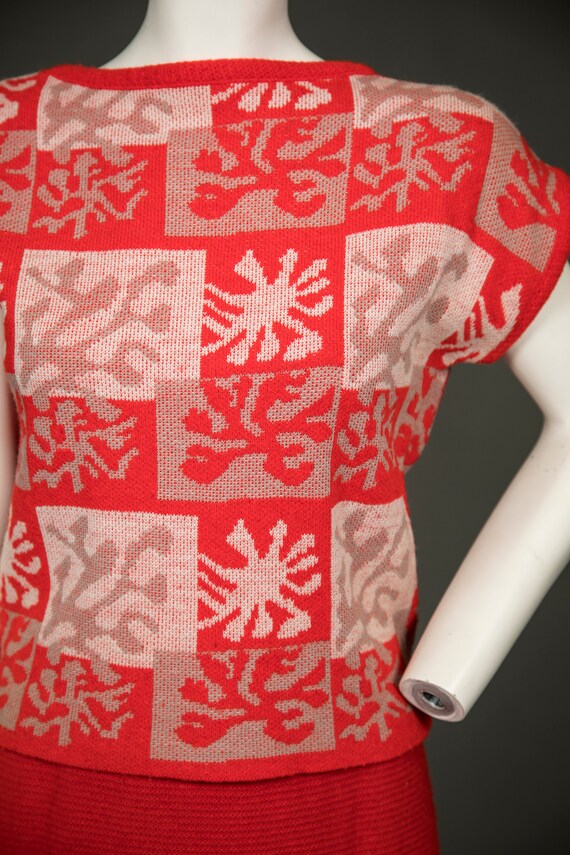 Gorgeous 1950s Toby Berman Red White 3 Piece Knit… - image 9