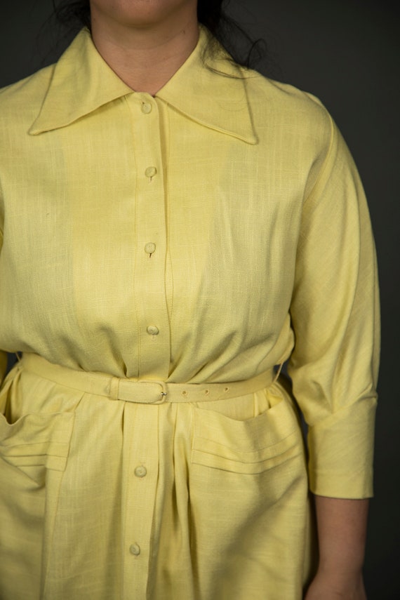 New 1950s Koret of California Neon Yellow Linen D… - image 8