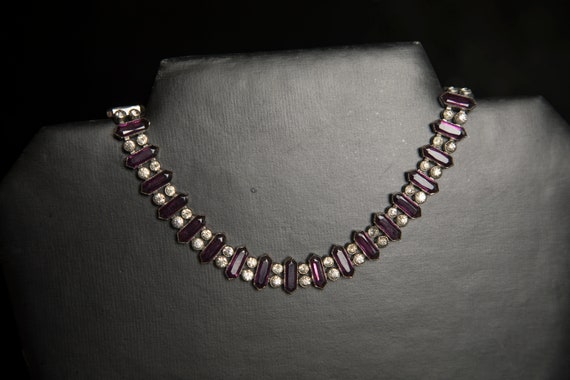 1920s Art Deco Edwardian Purple and Clear Glass R… - image 3