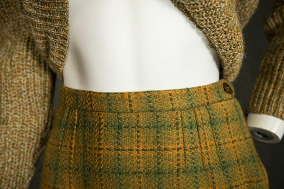 1960s Catalina Green Yellow Virgin Wool Skirt - E… - image 5