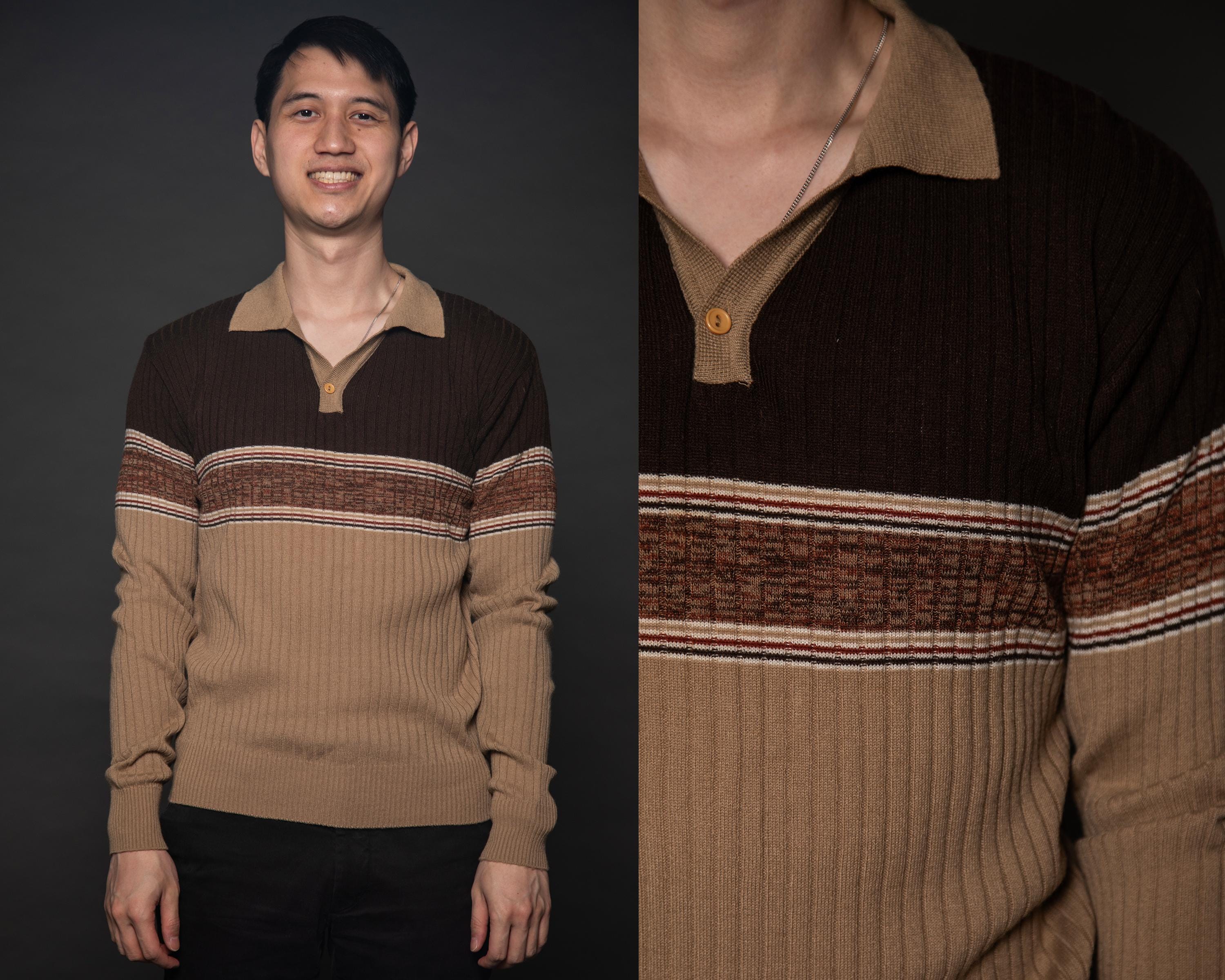 1970s Kennington LTD Brown Stripped Knit Sweater Top - Large - Etsy