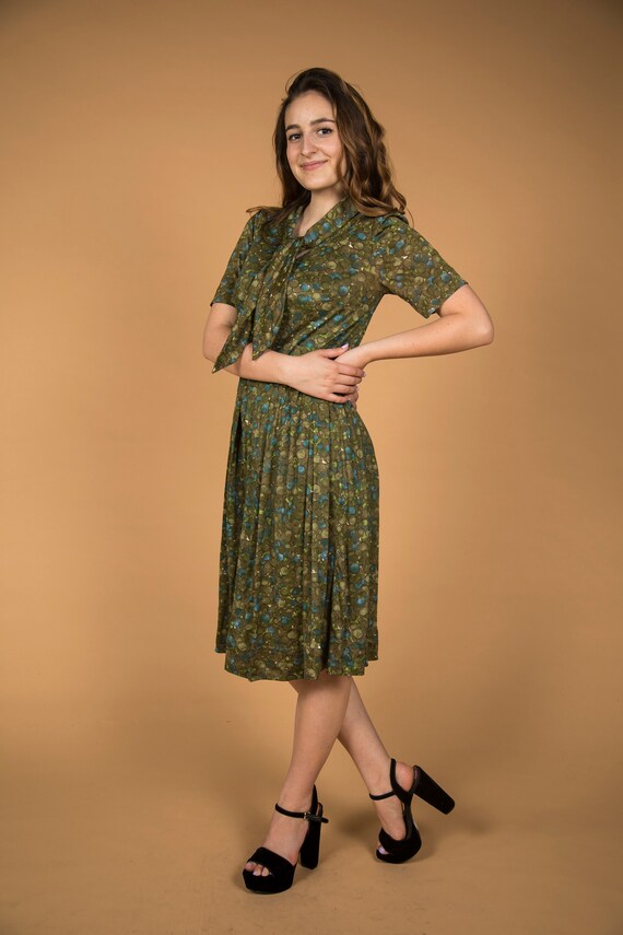 Cute 1960s Green Bubble Circle Design Dress Pussy… - image 3